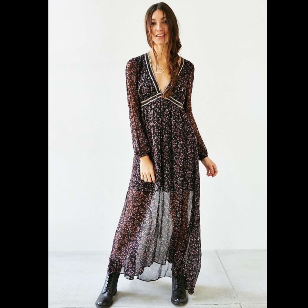 Urban Outfitters black and brown floral dress